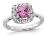 1.20 Carat (ctw) Lab-Created Pink Sapphire Ring in 14K White Gold with Lab-Grown Diamonds 1/4 Carat (ctw)